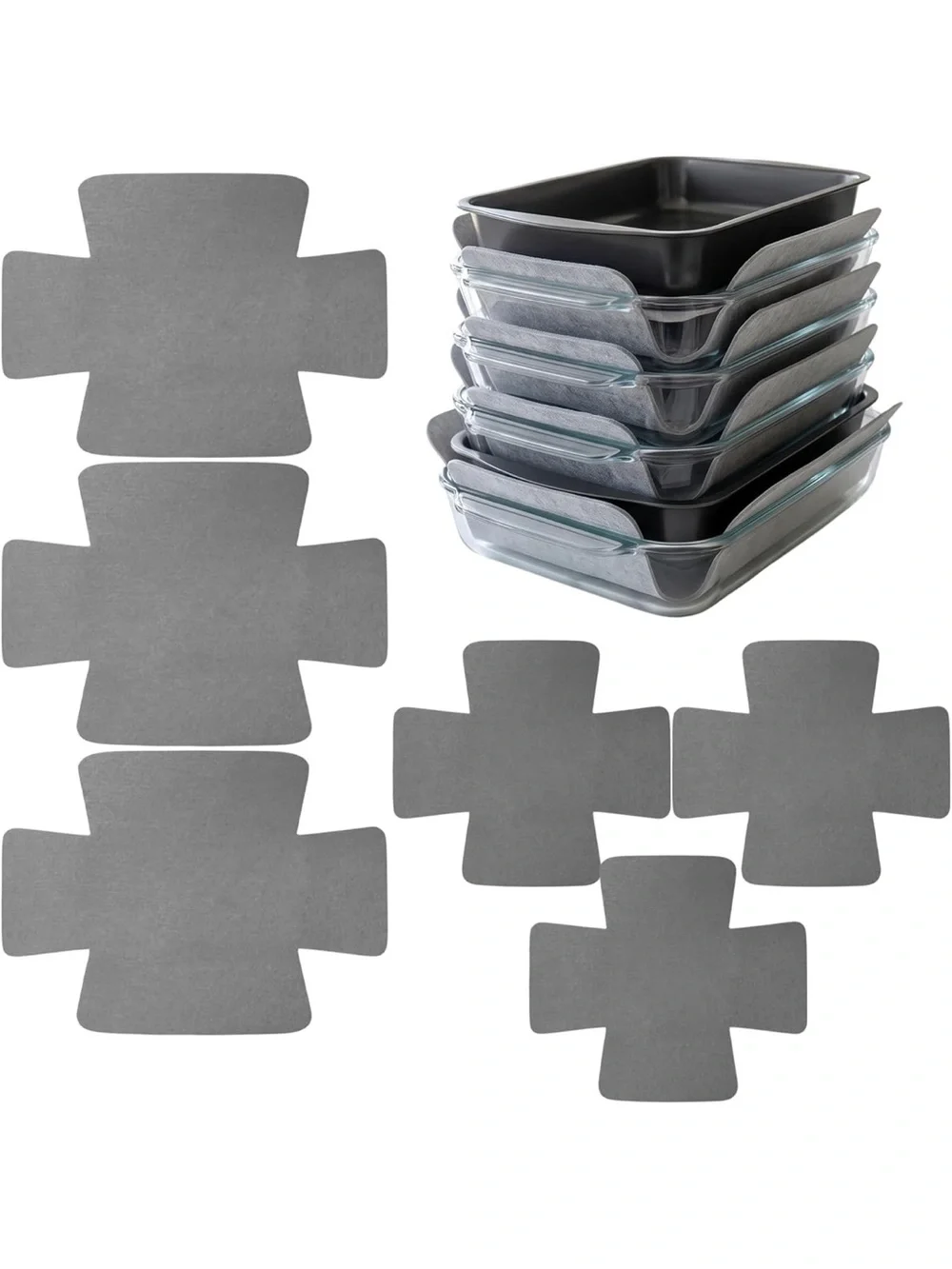 Gray Non-Slip Felt Pan Protectors - Set of 6 for Cookware